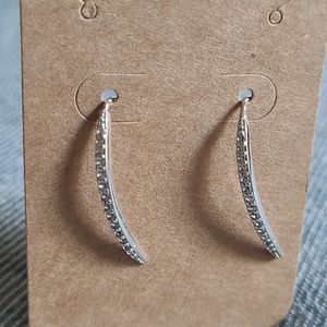 Silver Rhinestone Hook Earrings